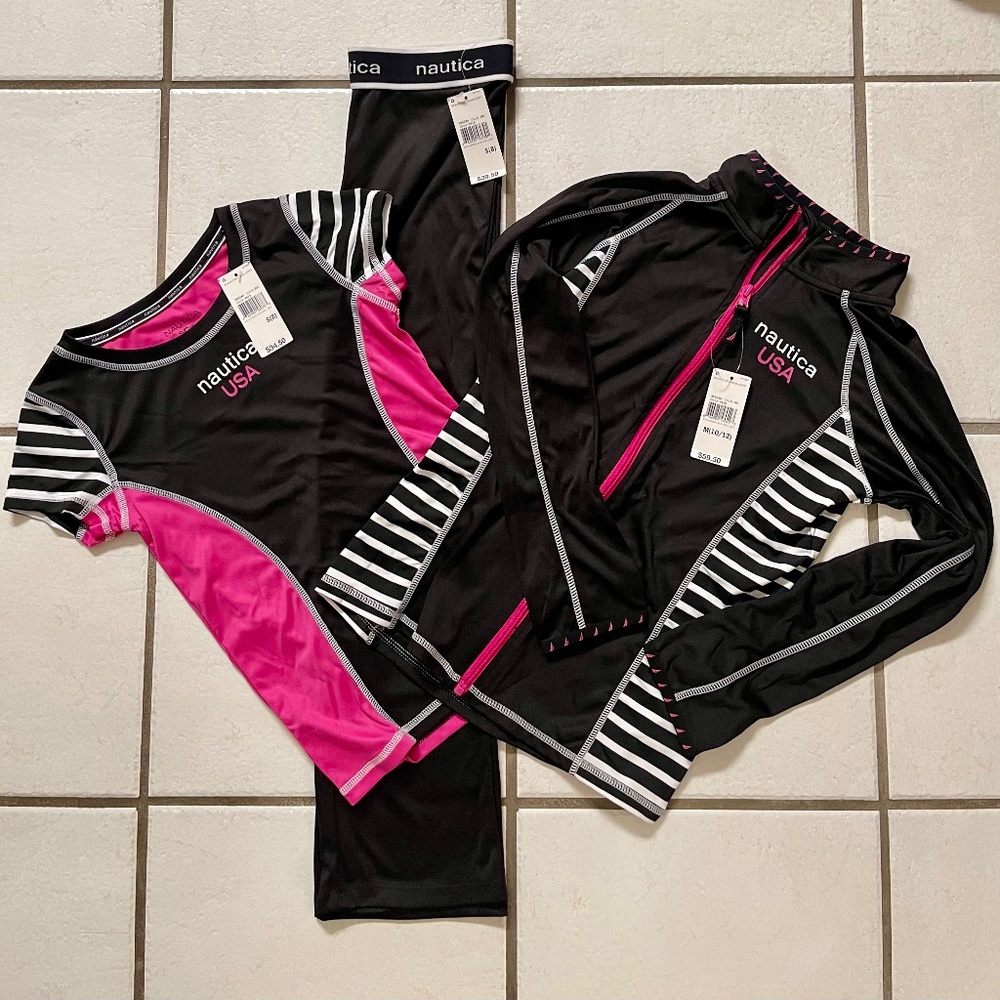 $135 three piece Nautica girl's set black/pink/white size 8